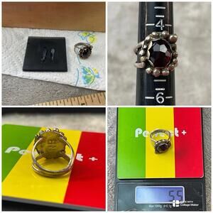 Vintage  Garnet & Sterling Silver Ladies Ring !!Sz 5 !! Signed RB !!